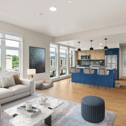 a living room with a couch and a coffee table